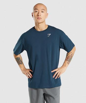 Gymshark Essential Oversized Muške T Shirts Tamnoplave | HR 2506NWY